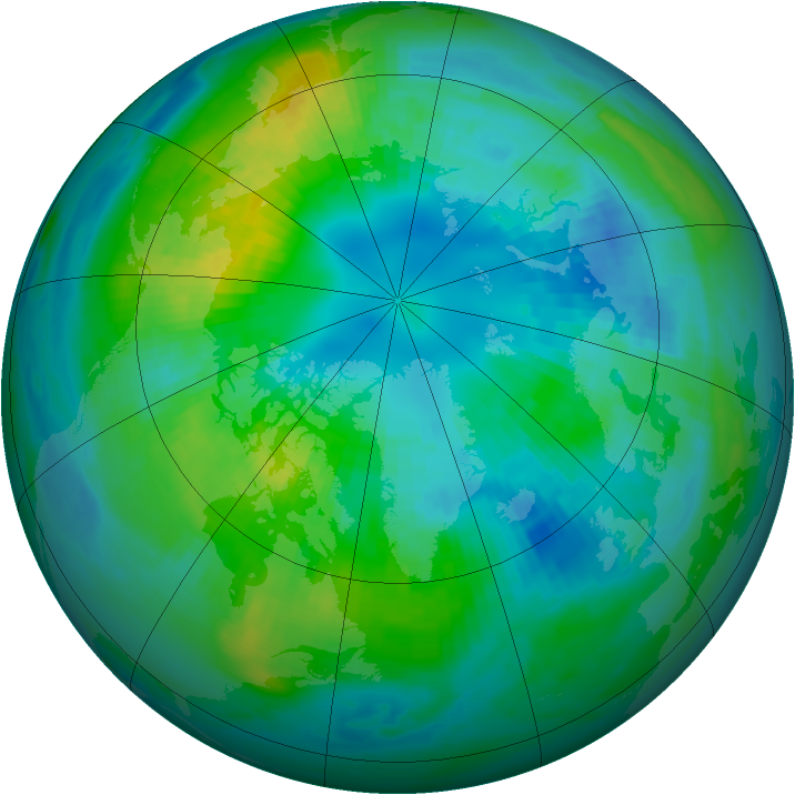 Arctic ozone map for 11 October 1989